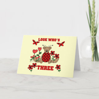 Ladybug Bear 3rd Birthday Tshirts Card