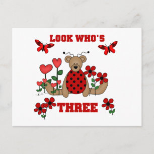 Ladybug Bear 3rd Birthday Tshirts Postcard