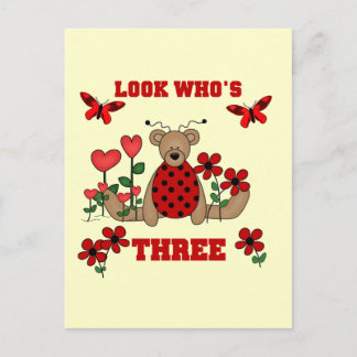 Ladybug Bear 3rd Birthday Tshirts Postcard