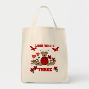 Ladybug Bear 3rd Birthday Tshirts Tote Bag