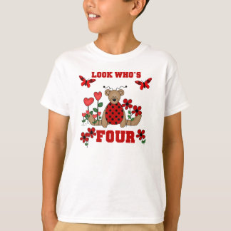 Ladybug Bear 4th Birthday T-Shirt
