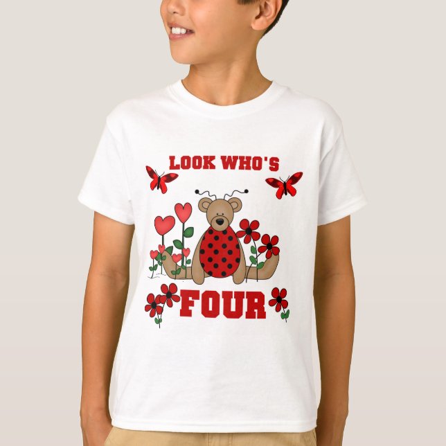 Ladybug Bear 4th Birthday Tshirts and Gifts (Front)