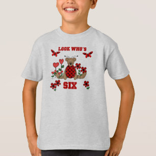 Ladybug Bear 6th Birthday T-Shirt