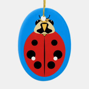 Ladybug Beetle Red Ceramic Tree Decoration
