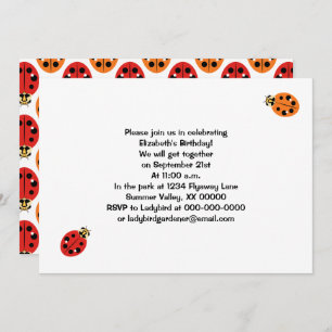 Ladybug Beetles in Orange and Red Personalised Invitation