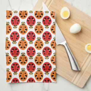 Ladybug Beetles in Orange and Red Tea Towel