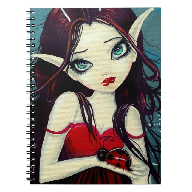 Ladybug Big-Eye Fairy Art Spiral Notebook (Front)