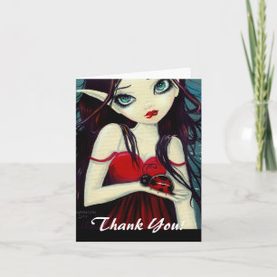 Ladybug Big-Eye Fairy Art Thank You Card