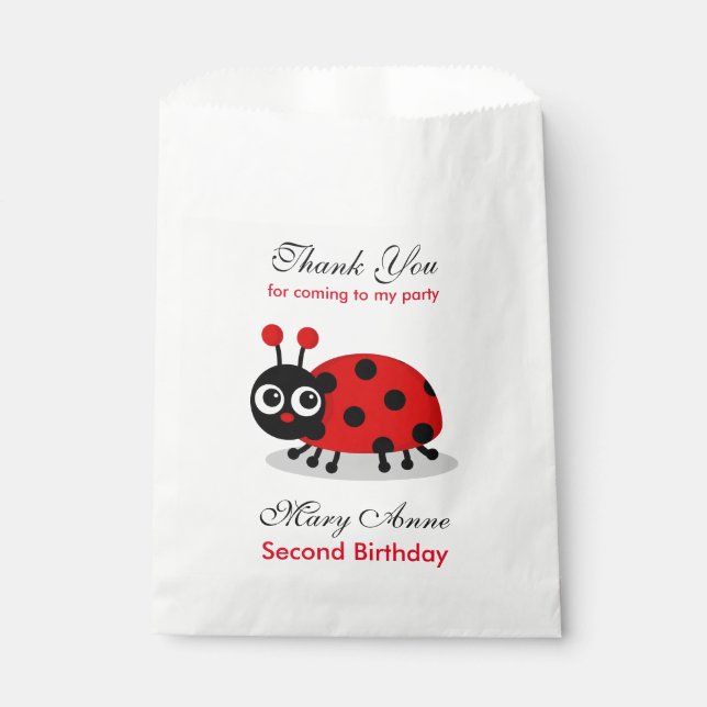 Ladybug Birthday Baby Shower Party Favour Bags (Front)