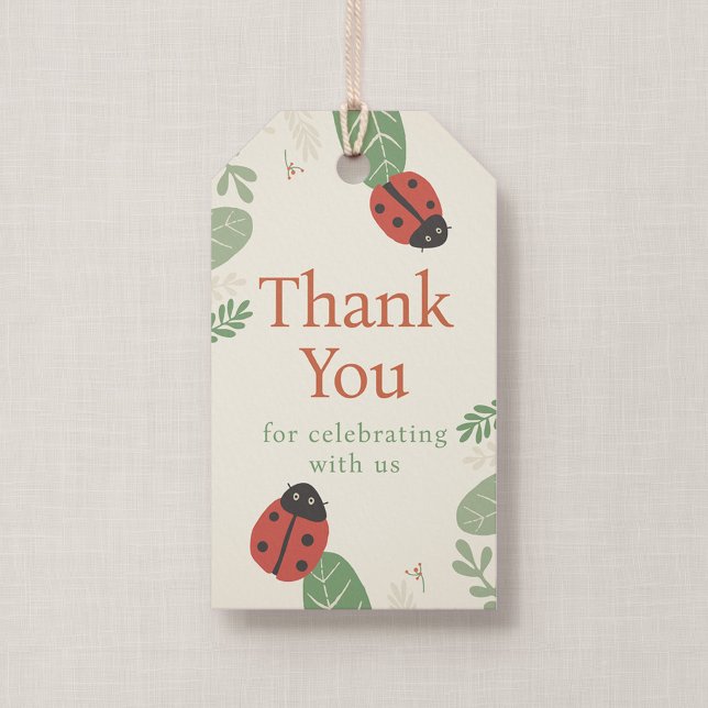 Ladybug Birthday Favour Thank You Tag (Ladybird Meadow - Birthday Thank You Tag, Front)