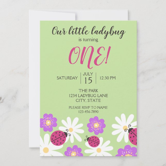 Ladybug Birthday Invitation (Front)