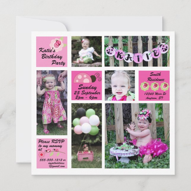 Ladybug Birthday Invitation (Front)