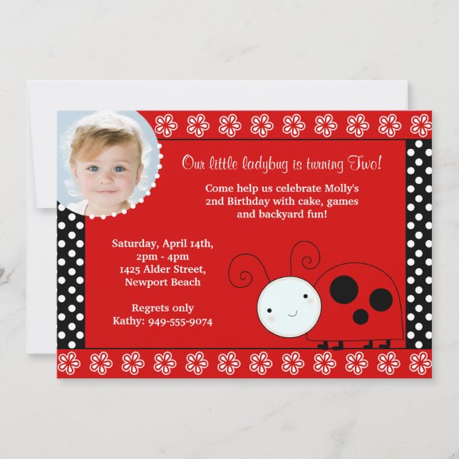 Ladybug Birthday Invitation (Front)