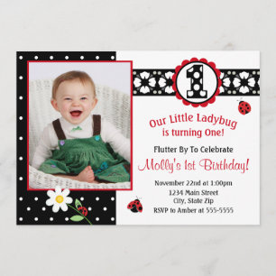Ladybug Birthday Invitation 5x7 Photo Card