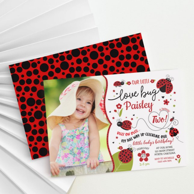 Ladybug Birthday Invitation, Lady Love Bug Invite (Creator Uploaded)
