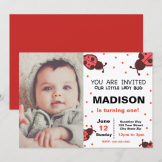 Ladybug Birthday Invitation with Photo
