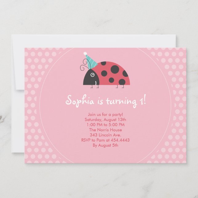 Ladybug Birthday Invitations (Front)