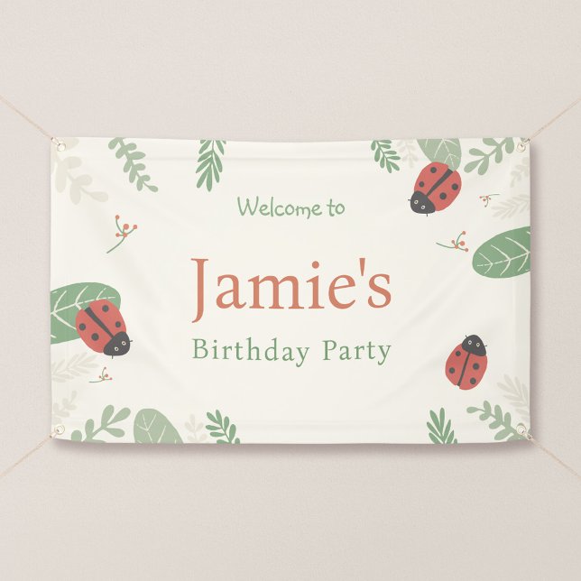 Ladybug Birthday Little Bugs Party Welcome Banner (Ladybird Meadow - 2.5 x 4 foot Birthday Welcome Banner)