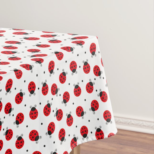Ladybug Birthday Party Fabric Tablecloth (In Situ)