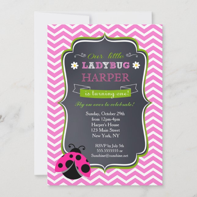 Ladybug  Birthday Party Invitations (Front)