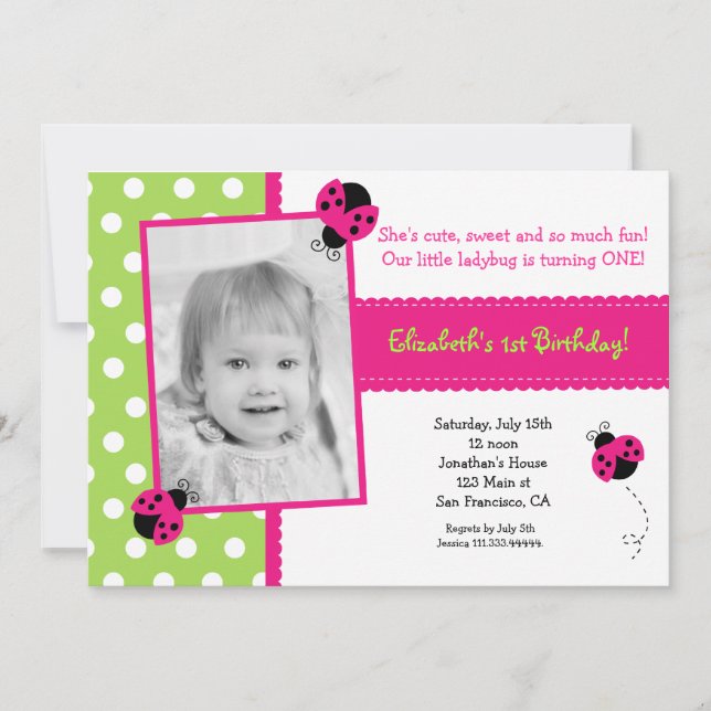 Ladybug BIrthday Party Invitations (Front)