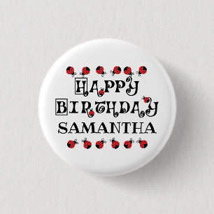 Ladybug Birthday Personalised 3 Cm Round Badge