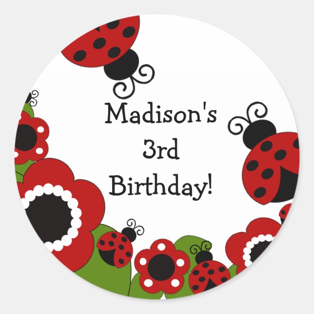 Ladybug Birthday Sticker (Front)