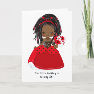 Ladybug Black Princess Fairy Tale Birthday Party Invitation