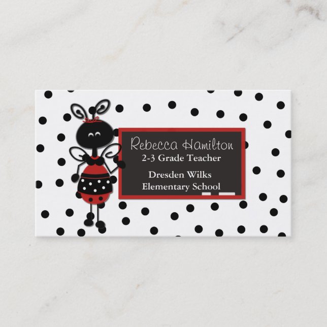 Ladybug Blackboard Teacher's Business Card (Front)