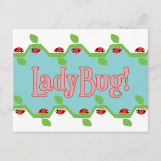 Ladybug Blue Background Postcard