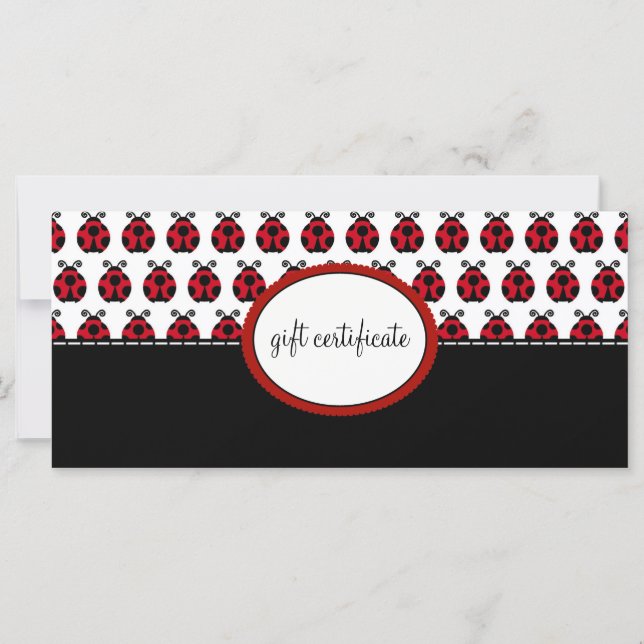 Ladybug Boutique Style Gift Certificates (Front)