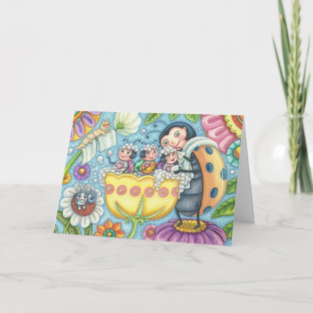 Ladybug Bubblebath LADYBUG FAMILY GREETING CARD (Front)