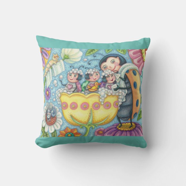 Ladybug Bubblebath LADYBUG FAMILY THROW PILLOW (Front)