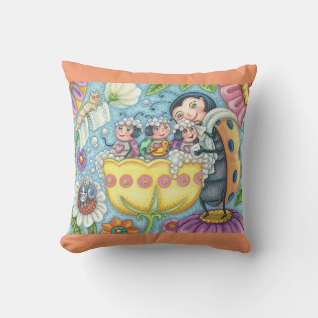 Ladybug Bubblebath LADYBUG FAMILY THROW PILLOW (Front)
