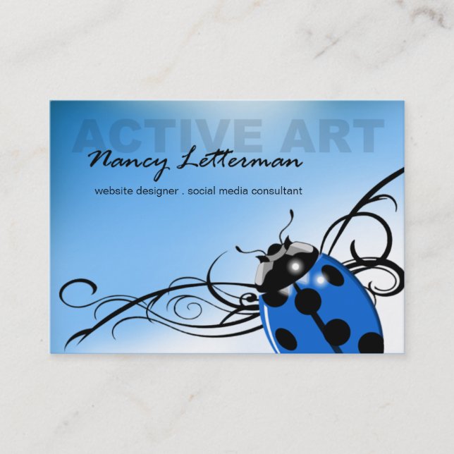 Ladybug Business Card template (blue) (Front)