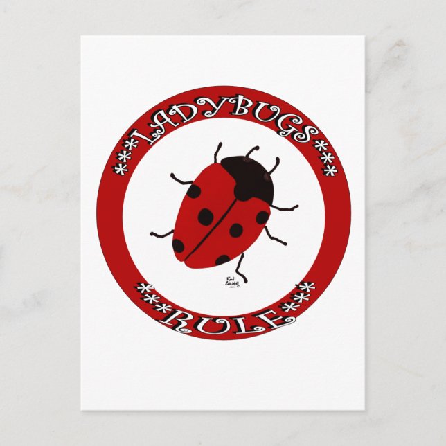 Ladybug button postcard (Front)