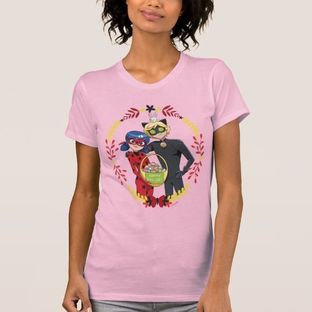 Ladybug & Cat Noir Easter Basket T-Shirt (Front)