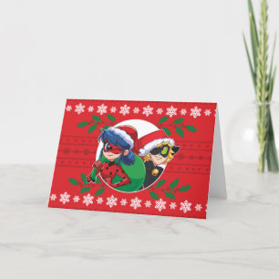 Ladybug & Cat Noir   Holiday Graphic Card