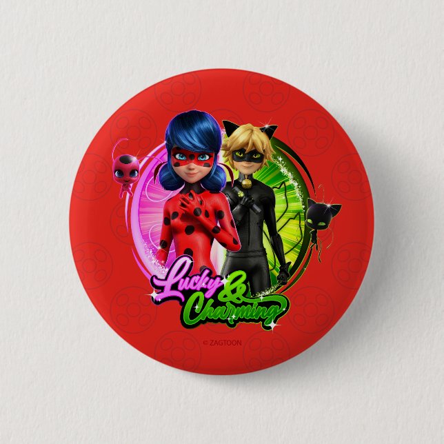 Ladybug & Cat Noir | Lucky & Charming 6 Cm Round Badge (Front)