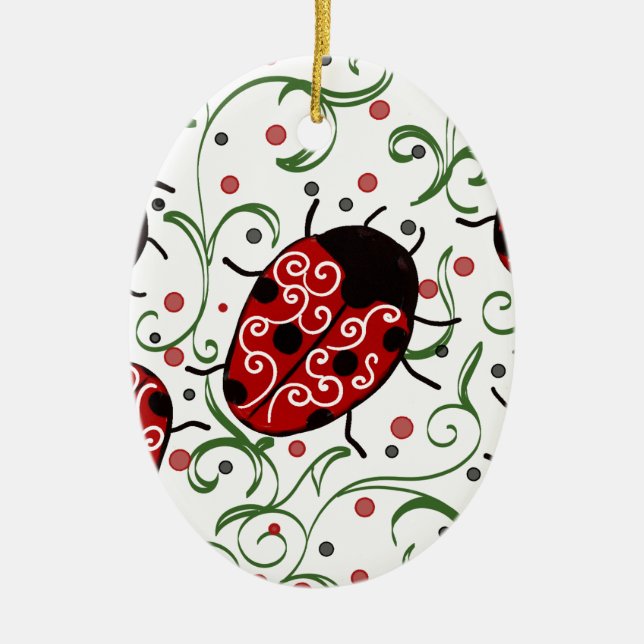 Ladybug Ceramic Tree Decoration (Front)