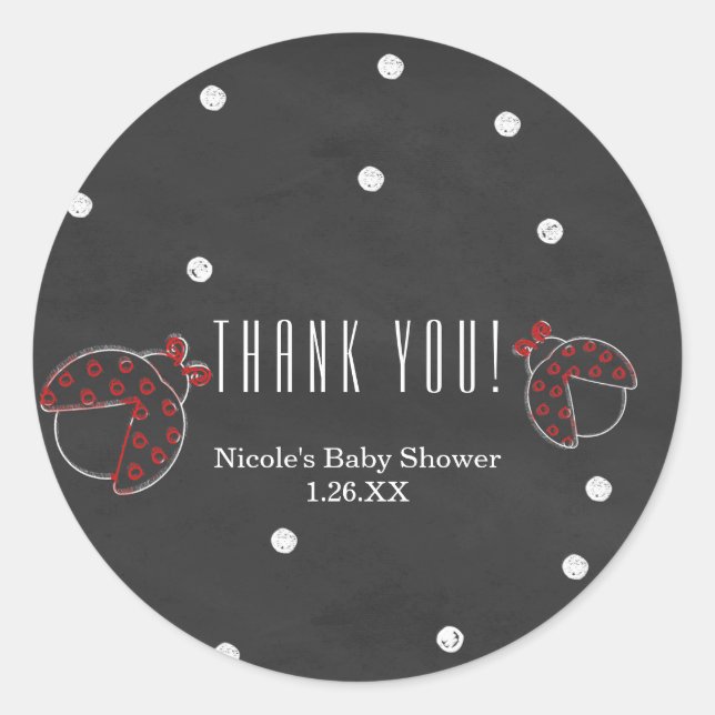 Ladybug Chalkboard Dots Chalk Favour Stickers (Front)