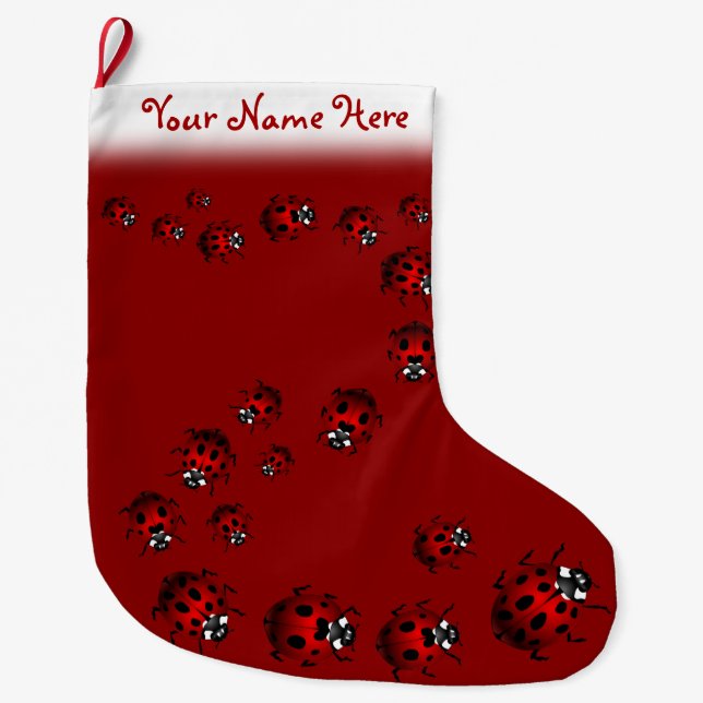 Ladybug Christmas Stocking Personalised Ladybird (Front)