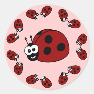 Ladybug Circle Classic Round Sticker