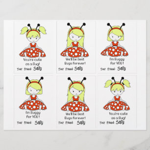 Ladybug Class Cards 6 Personalise Name Custom Letterhead