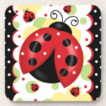 Ladybug Coaster With Cork Back