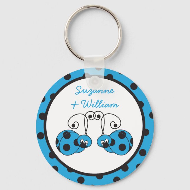 Ladybug Couple Blue Keychain (Front)
