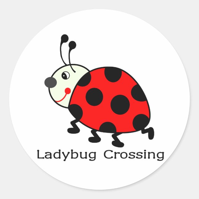 Ladybug Crossing Classic Round Sticker (Front)