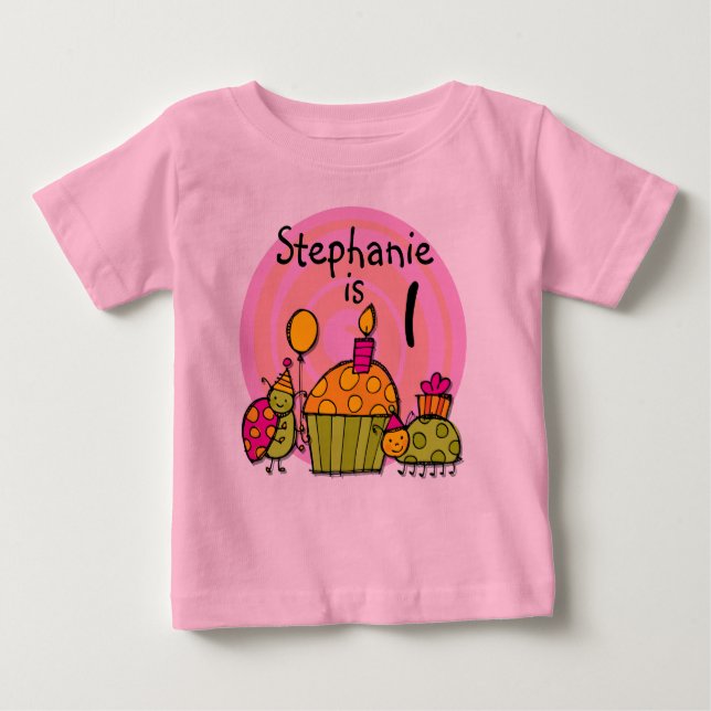 Ladybug Cupcake Customisable Birthday T-shirt (Front)