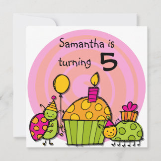 Ladybug Cupcake Customised Birthday Invitations