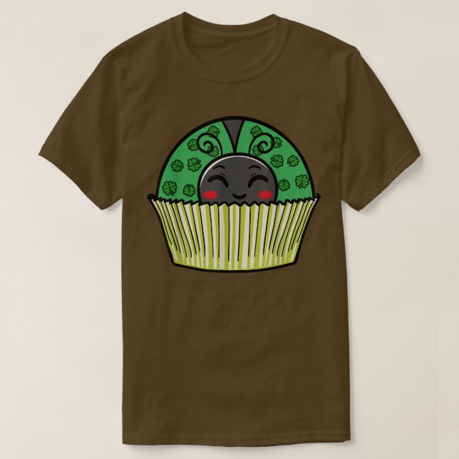 Ladybug Cupcake Saint Patricks Day Shamrock Leaf C T-Shirt (Design Front)